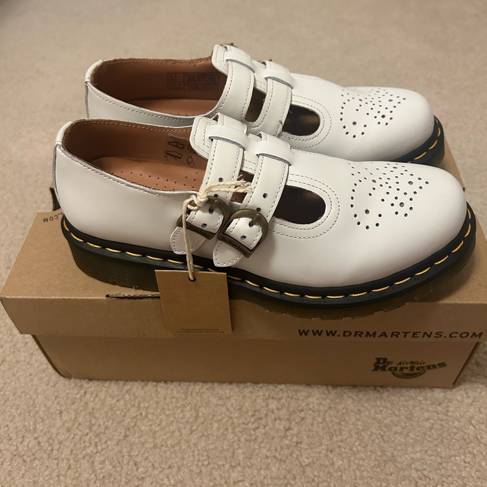 Dr. Martens 8065 Smooth Leather Mary Jane Shoes White Size 8